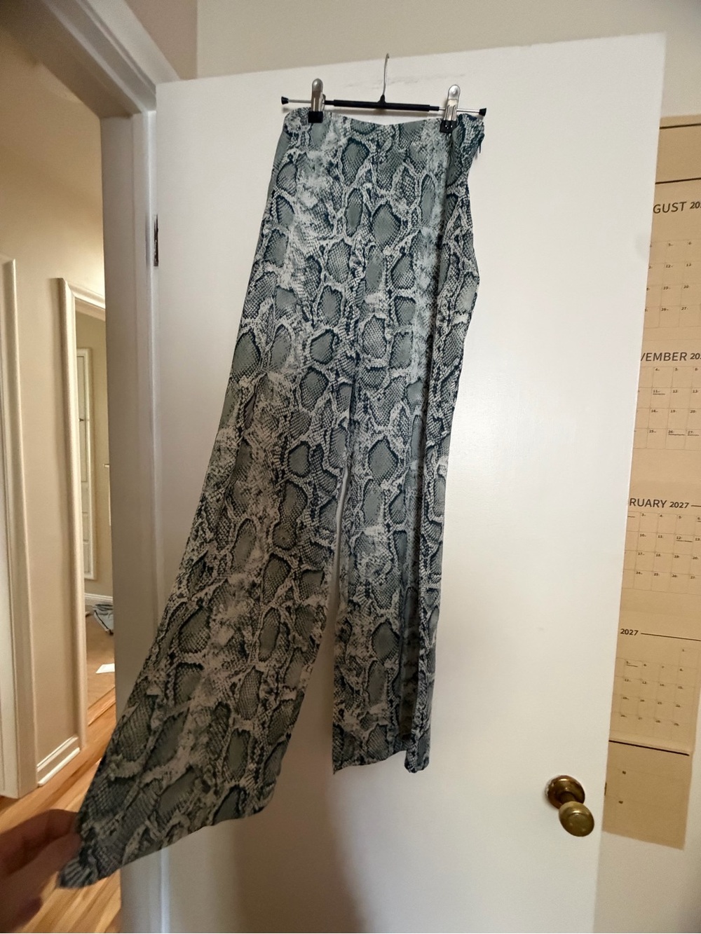 SuperDown Reptile Semi Sheer Wide Leg Pants Hissss